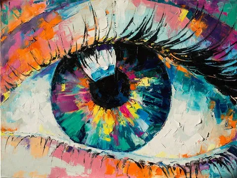 Painterly close-up of an eye, illustration